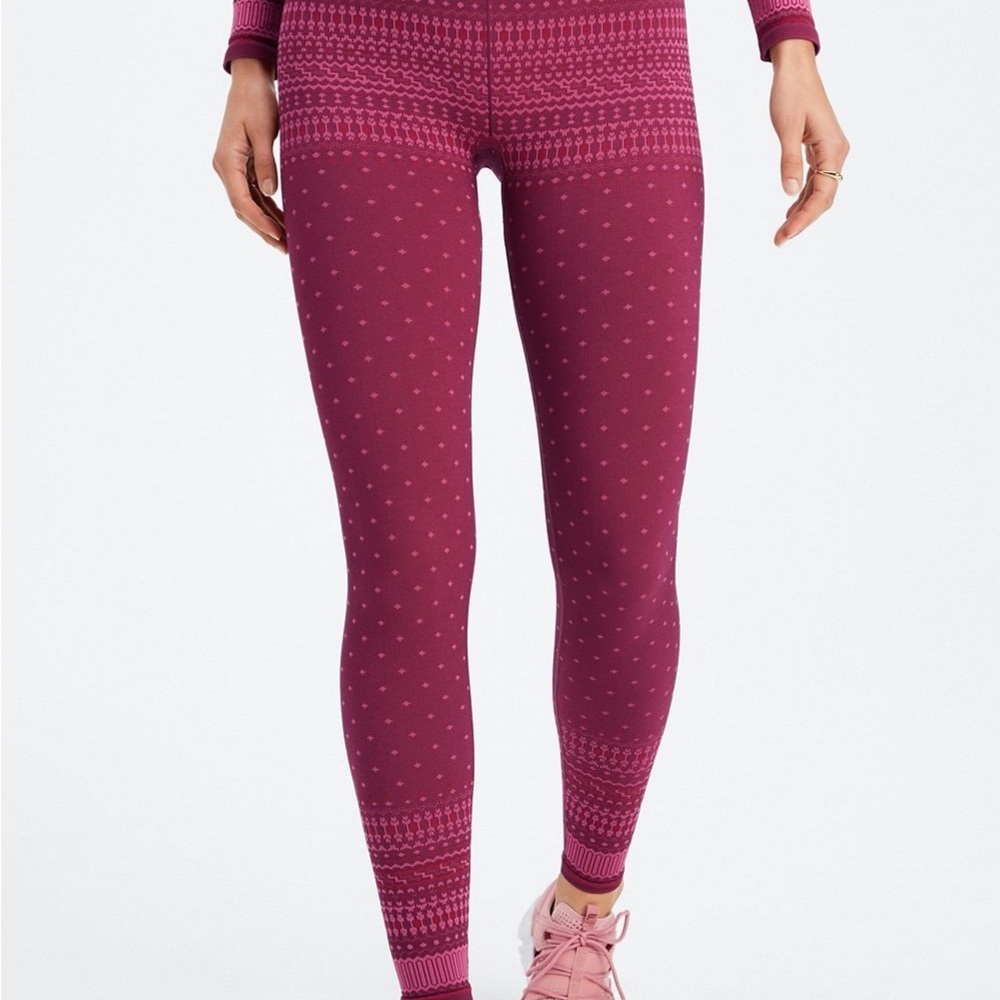 Fabletics Magenta Patterned Leggings Set - image 2